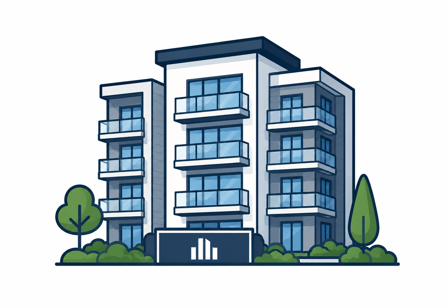 Modern condominium with blue accents